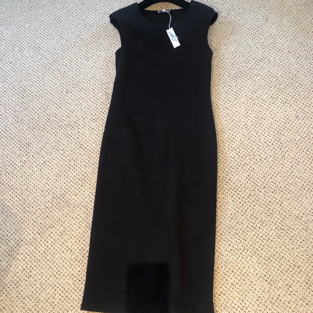 Over the knee black cotton acetate  dress